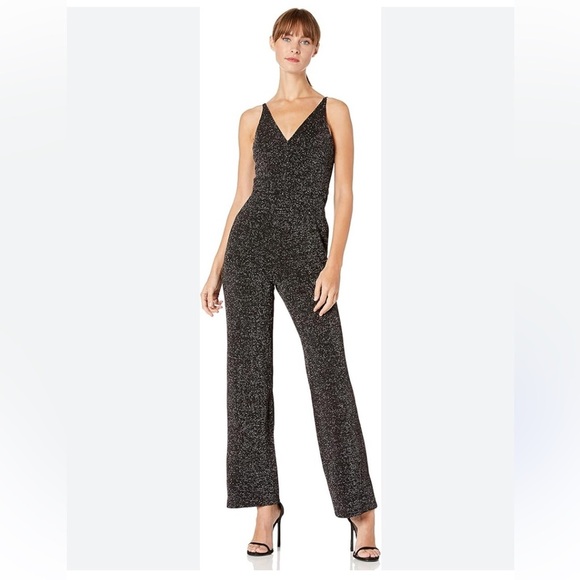 DONNA MORGAN SPARKLY V-NECK JUMPSUIT SIZE 14 - Picture 1 of 10